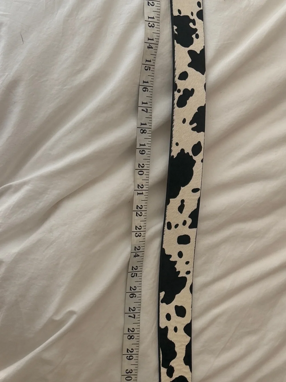 NWT Cow print Leather Belt With Pewter Metal Buckle Size S